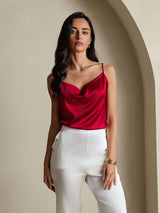 [خمر] SilkSilky-SA Spaghetti Strap Cowl Neck كامي 005
