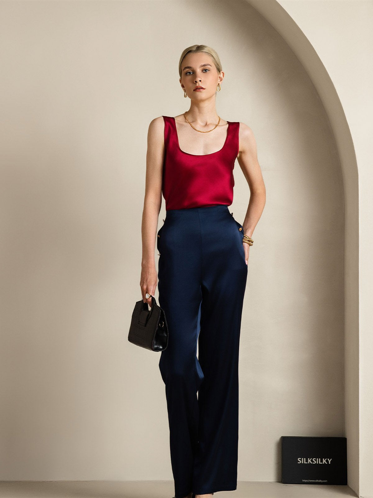 [خمر] SilkSilky-SA 19Momme الحرير رقبة على شكل حرف U كامي 007,