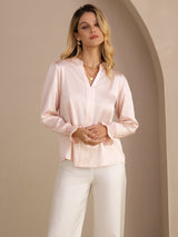 [لون القرنفل] SilkSilky-SA Long Sleeve Split بلوزات نسائية 004
