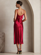 [خمر] SilkSilky-SA Sleeveless V Neck فساتين نسائية 002