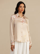 [شامبانيا] SilkSilky-SA Long Sleeve Lapel Collar بلايز نسائية 001