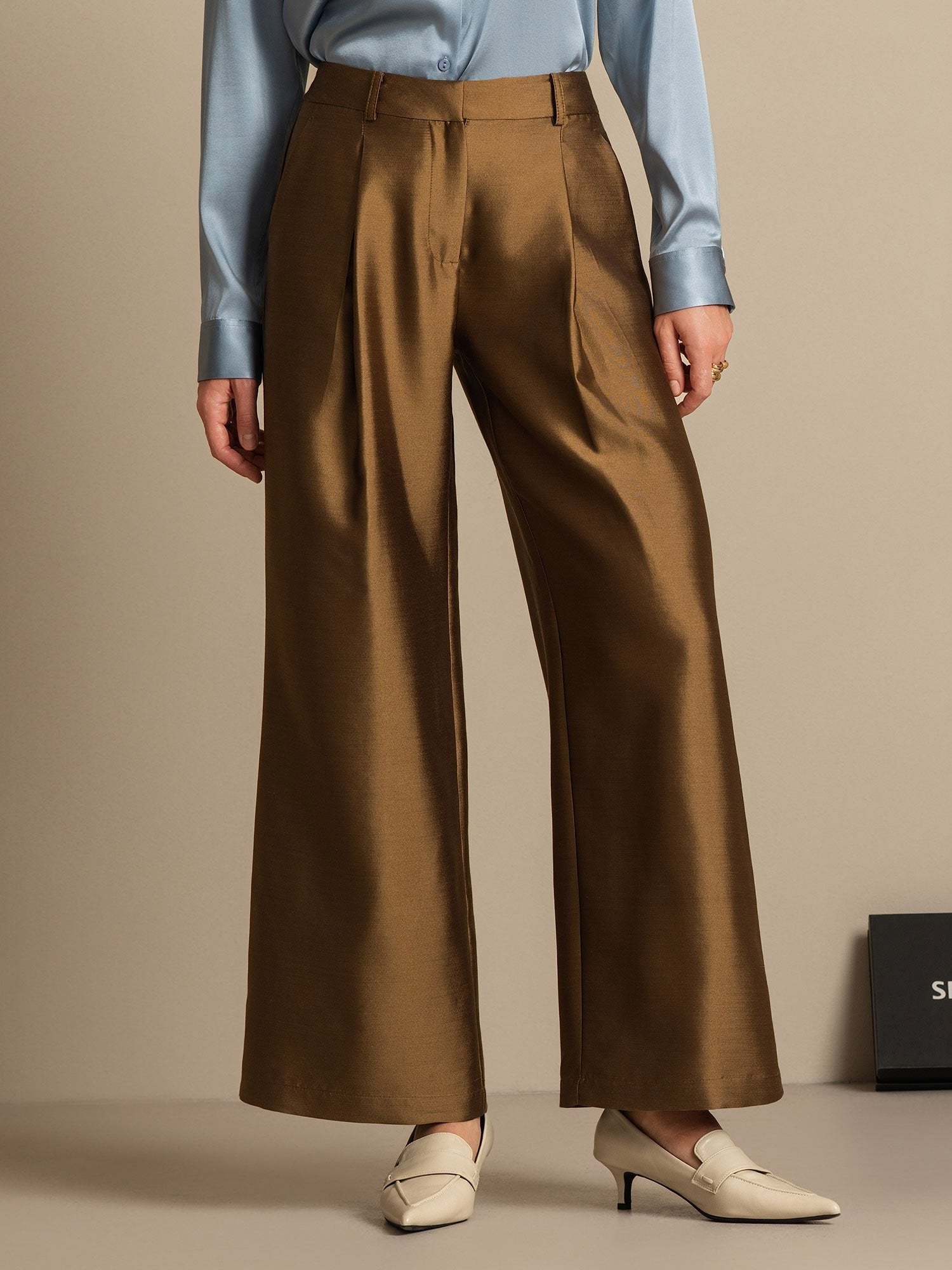 [برونزي] SilkSilky-SA 32Momme الحرير Womens Pants 001,