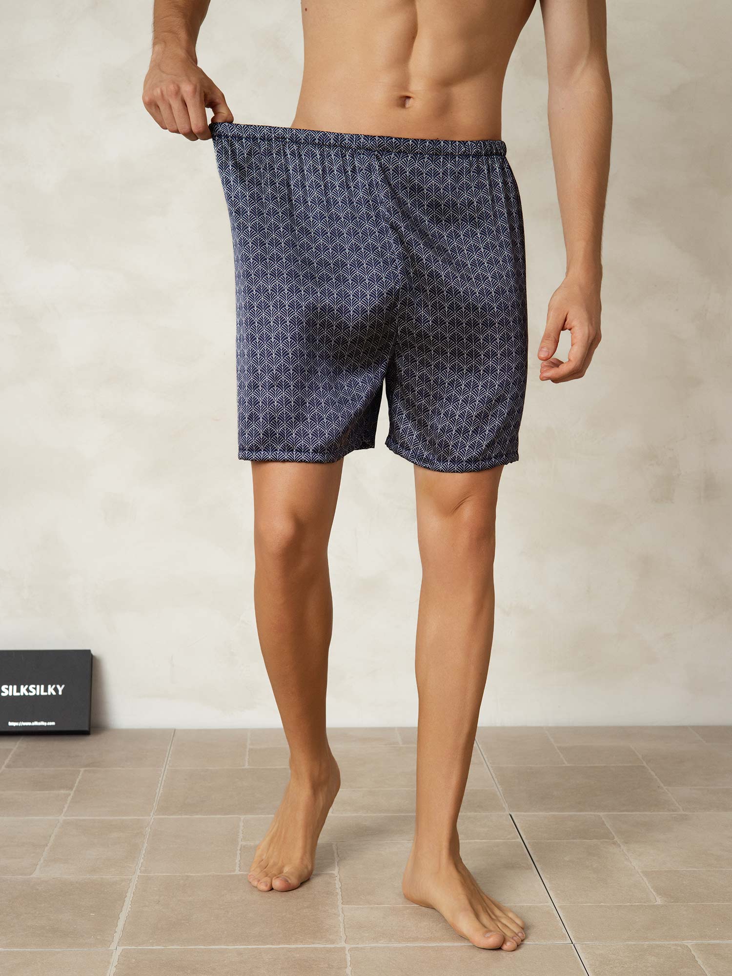 [جنكو كحلي] SilkSilky-SA 19Momme Mens Sleep Bottoms 004