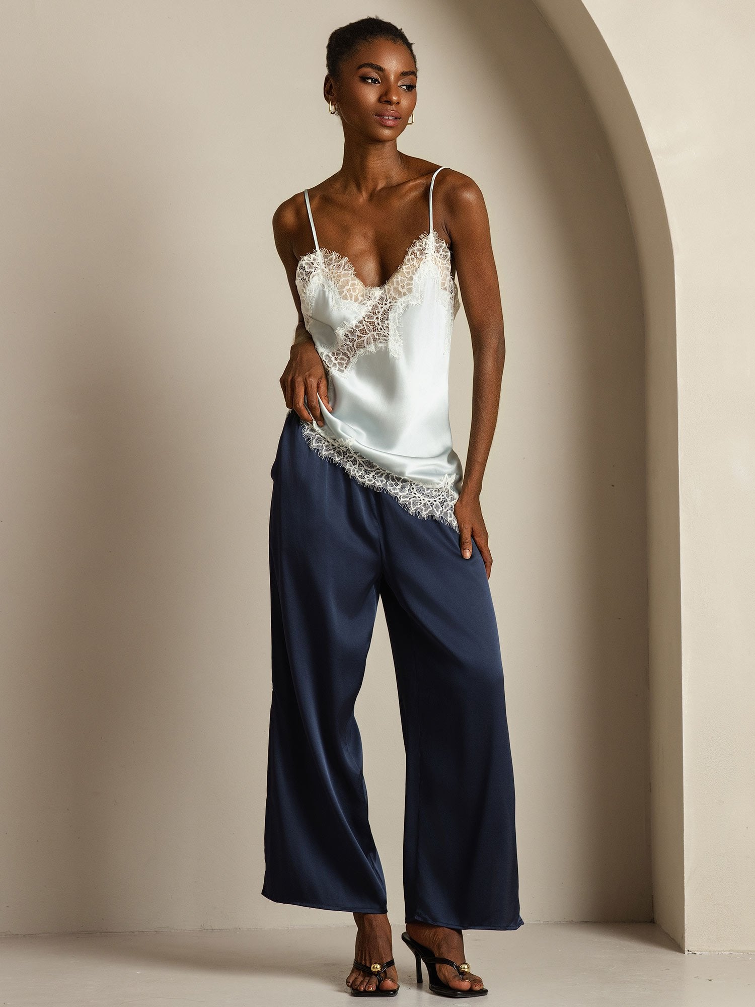 [أزرقفاتح] SilkSilky-SA الحرير الخالص Camisoles 010