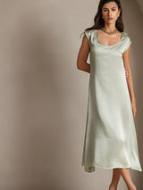 [اخضر فاتح] SilkSilky-SA Cap Sleeve فساتين نسائية 003