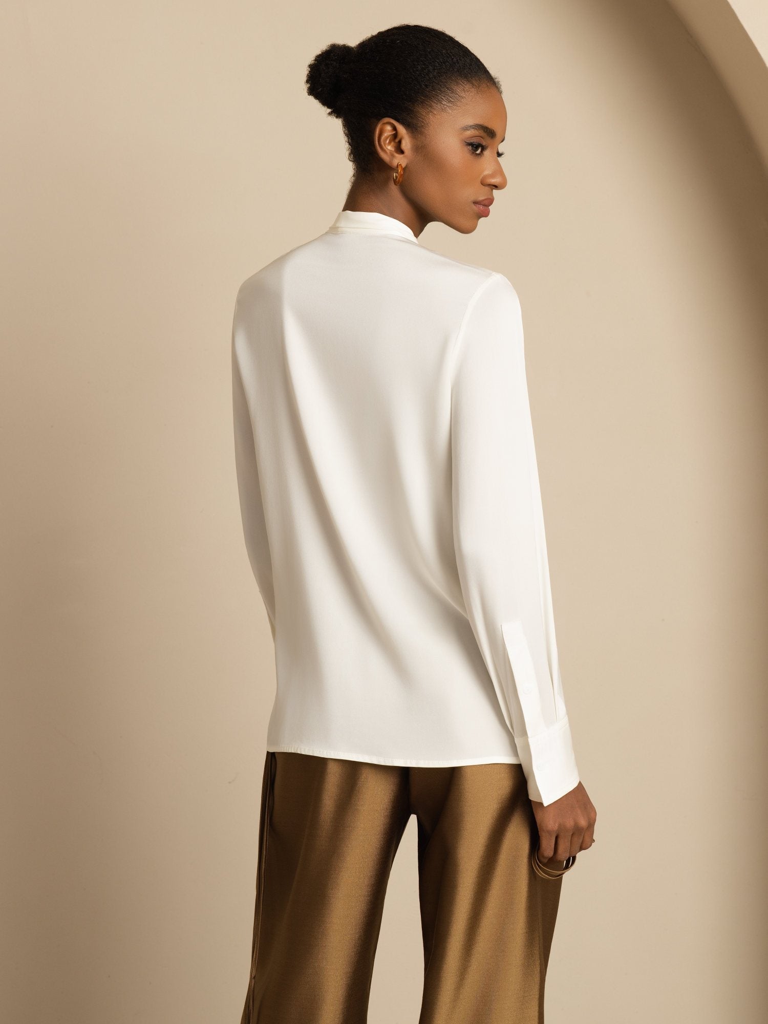 [أبيض] SilkSilky-SA 19Momme Blouse 003