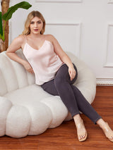 [لون القرنفل] SilkSilky-SA الأشرطة السباغيتي رقبة على شكل حرف V كامي مقاس كبير 005