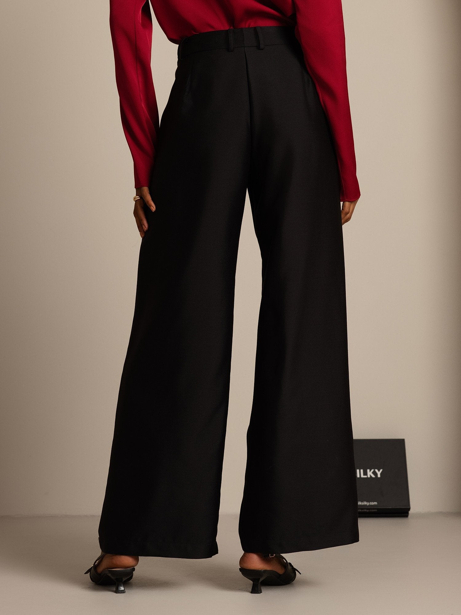 [أسود] SilkSilky-SA 32Momme الحرير Womens Pants 002,