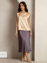 [شامبانيا] SilkSilky-SA Cap Sleeve Round Neck تي شيرت نسائية 003
