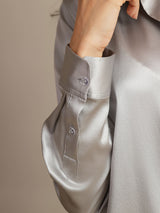 [رمادي فاتح] SilkSilky-SA Long Sleeve Lapel Collar بلايز نسائية 005