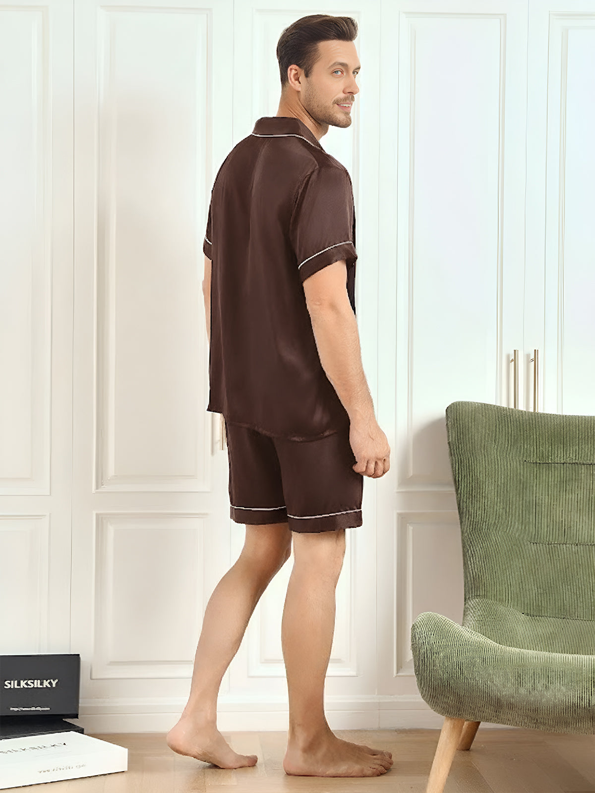 [قهوة] SilkSilky-SA Mens Pajamas 002