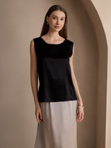 [أسود] SilkSilky-SA Sleeveless Round Neck كامي 001