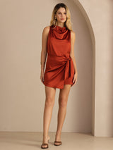 [الكراميل] SilkSilky-SA Sleeveless Cowl Neck فساتين نسائية 007