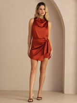 [الكراميل] SilkSilky-SA Sleeveless Cowl Neck فساتين نسائية 007