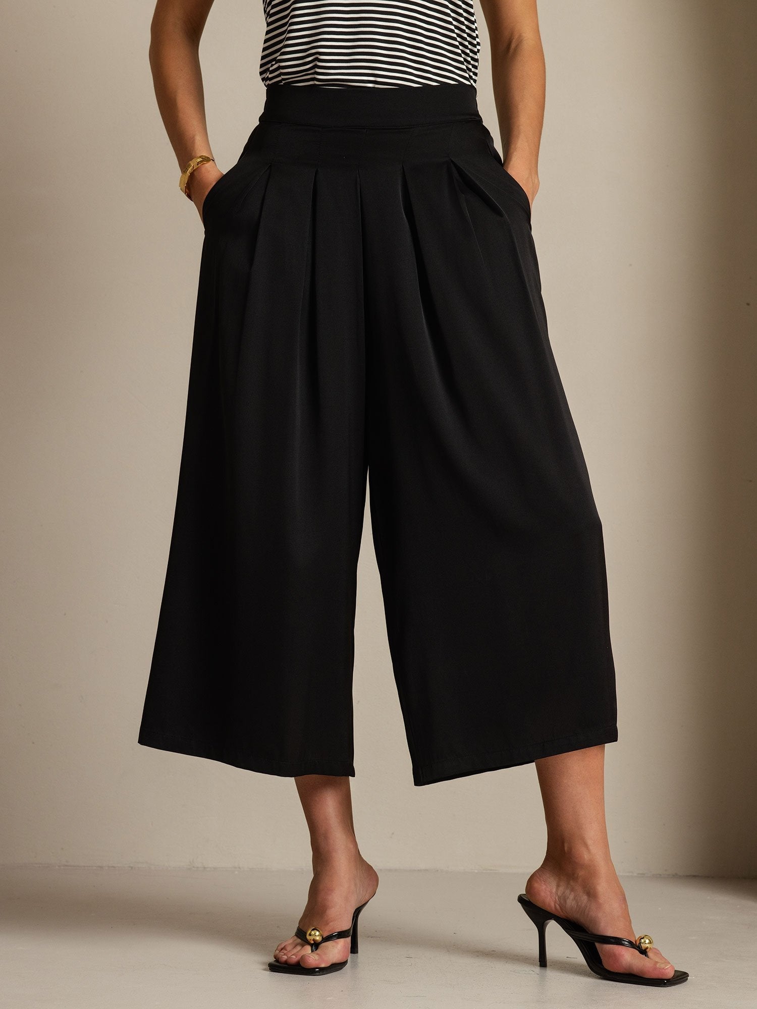 [أسود] SilkSilky-SA 19Momme الحرير Womens Pants 001