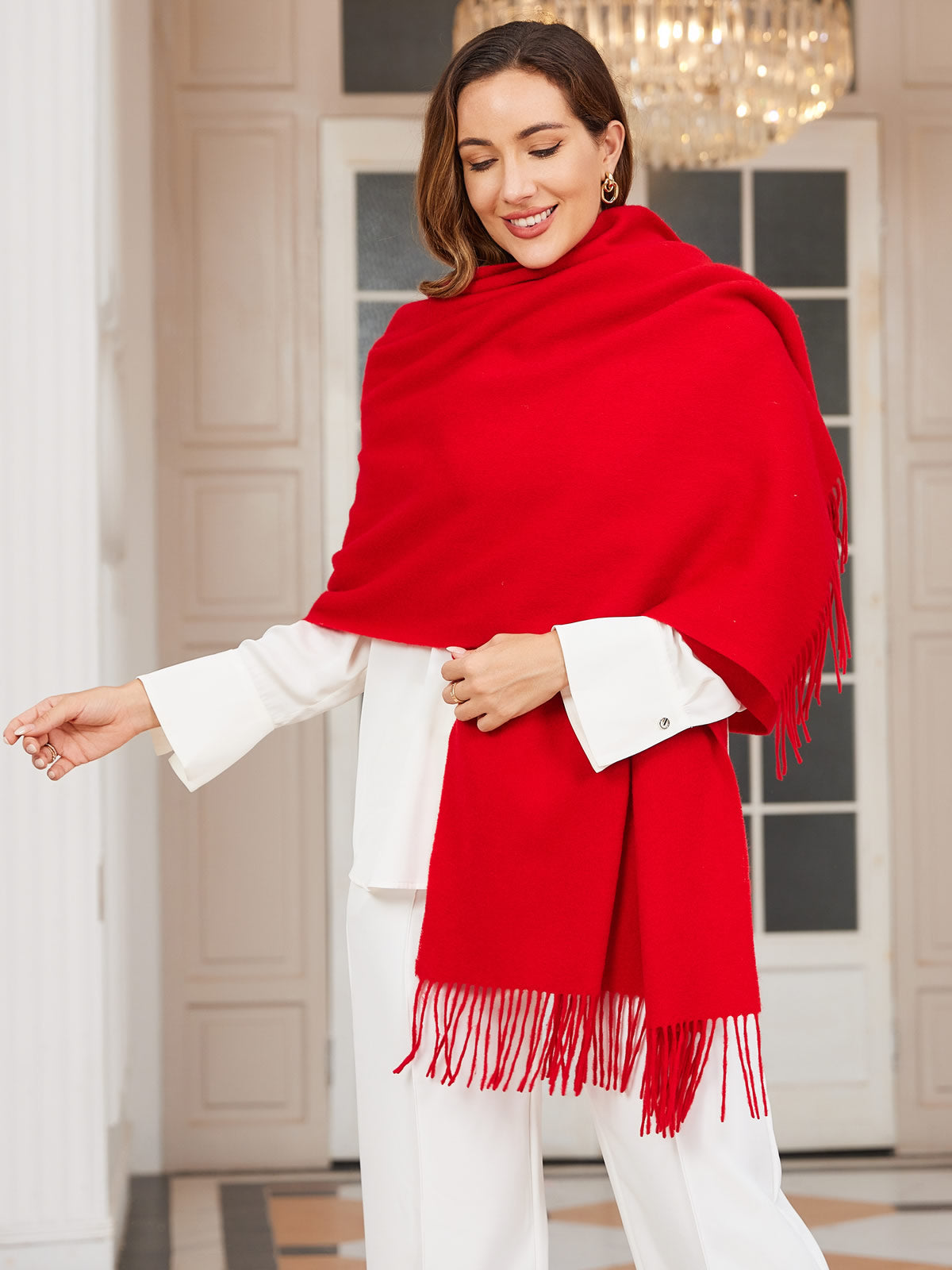 [أحمر] SilkSilky-SA صوف Scarf 002