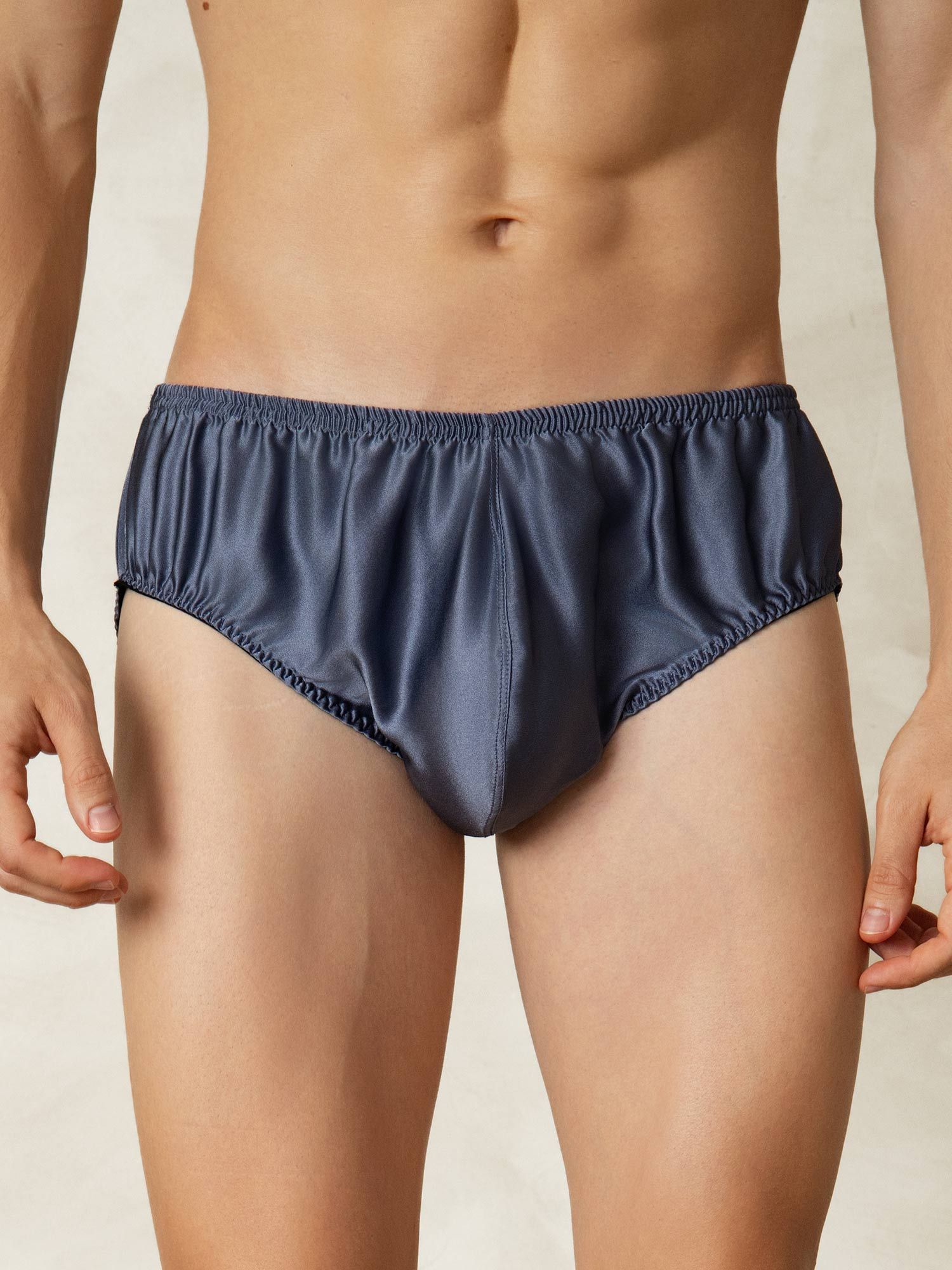 [أزرقرمادي] SilkSilky-SA الحرير الخالص Mens Underwear 001