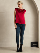 [خمر] SilkSilky-SA Cap Sleeve Round Neck تي شيرت نسائية 007