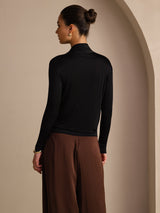 [أسود] SilkSilky-SA Long Sleeve بلوزات نسائية 002
