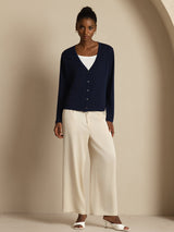 [أزرق غامق] SilkSilky-SA Long Sleeve كارديجان نسائي 008