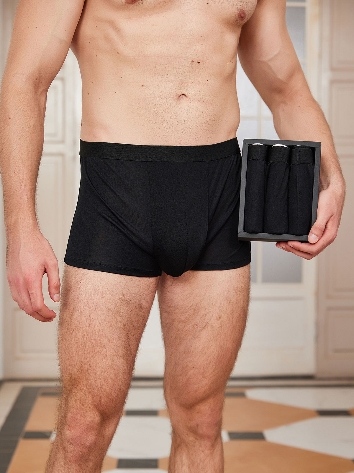 SilkSilky SA محبوك الحرير Mens Underwear أسود 001