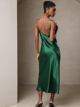 [أخضر] SilkSilky-SA Sleeveless V Neck فساتين نسائية 002