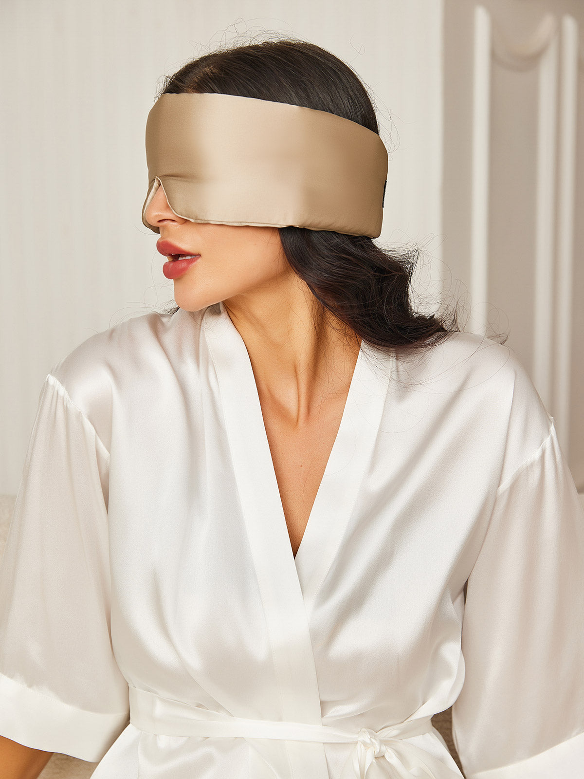 [اللون البيج] SilkSilky-SA 19Momme الحرير الخالص Eye Mask 002