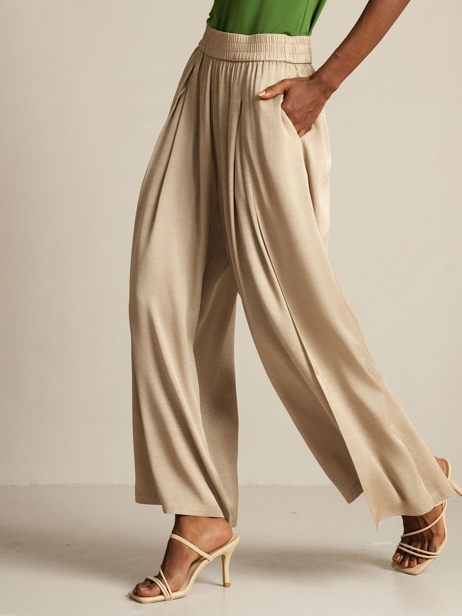 [تان(بنيفاتح)] SilkSilky-SA 19Momme الحرير Womens Pants 008