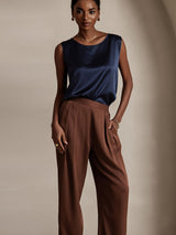 [أزرق غامق] SilkSilky-SA Sleeveless Round Neck كامي 003