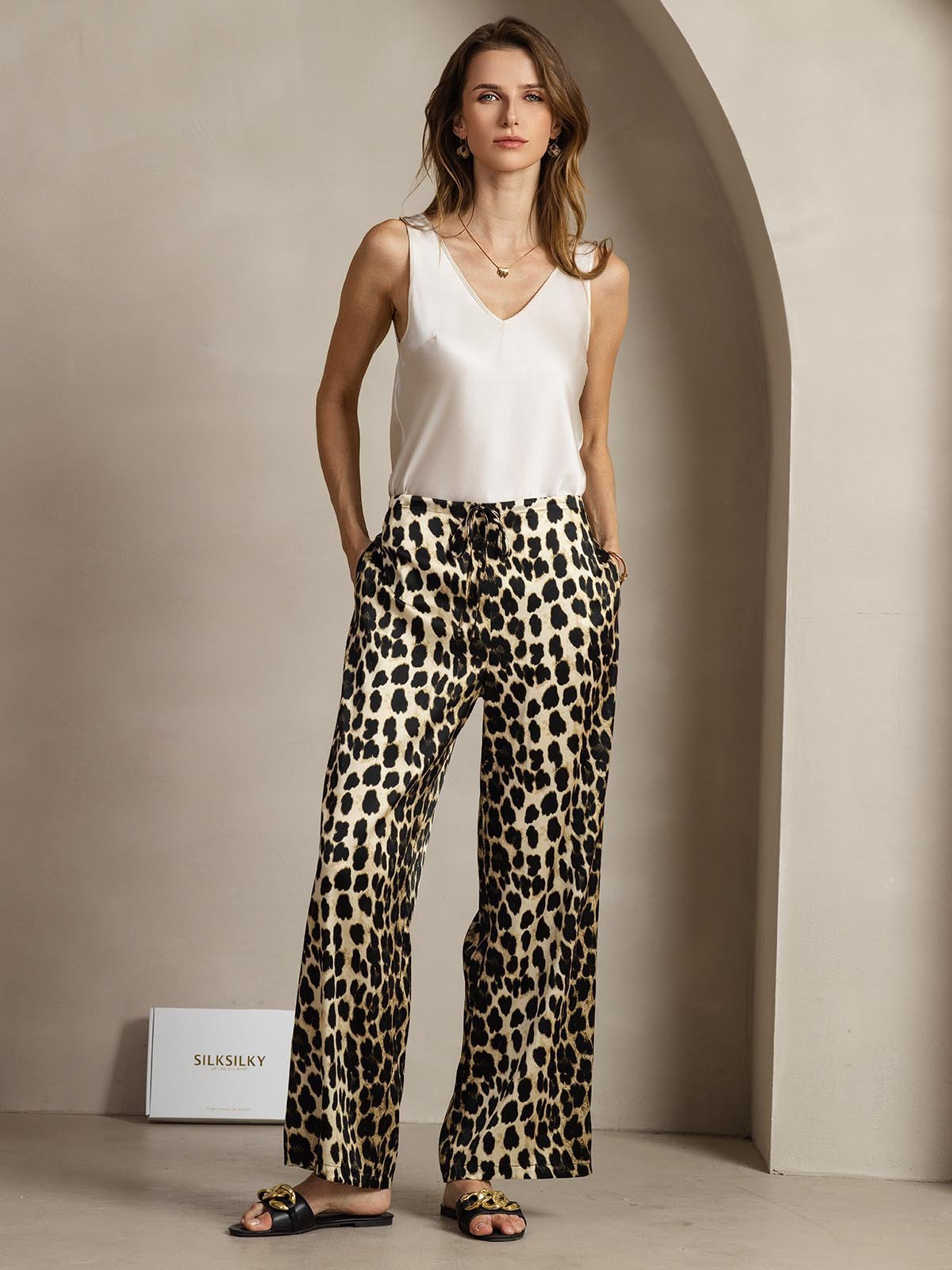 [فهد] SilkSilky-SA 19Momme الحرير Womens Pants 005