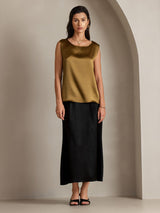 [بني] SilkSilky-SA Sleeveless Round Neck كامي 005