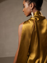 [بني] SilkSilky-SA Sleeveless Tie Neck فساتين نسائية 002