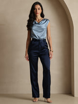 [أزرق غامق] SilkSilky-SA 19Momme الحرير Womens Pants 005