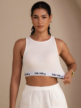 [أبيض] SilkSilky-SA Sleeveless Crew Neck كامي 003