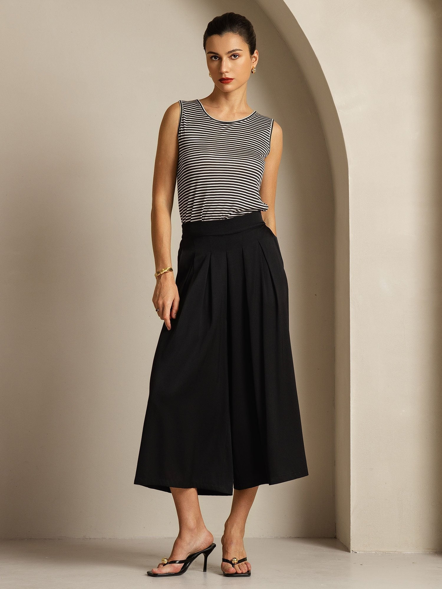 [أسود] SilkSilky-SA 19Momme الحرير Womens Pants 005