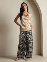 [شامبانيا] SilkSilky-SA Cap Sleeve Cowl Neck تي شيرت نسائية 007
