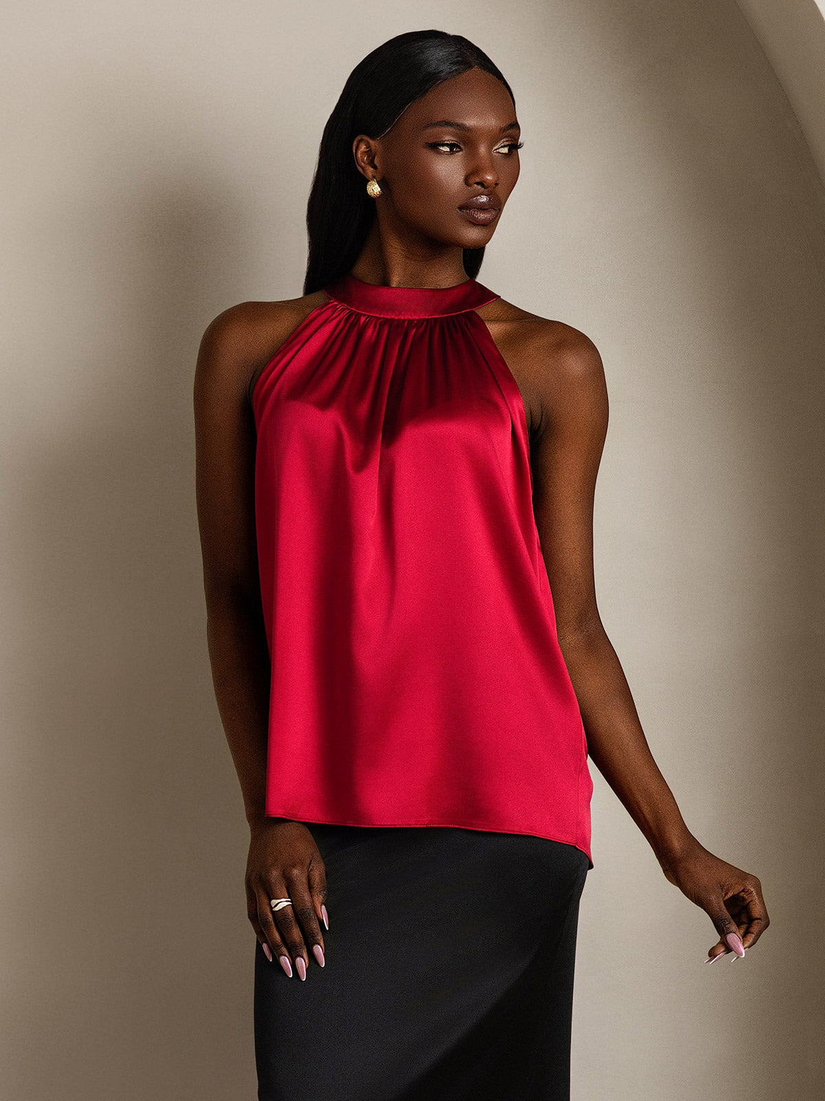 [خمر] SilkSilky-SA 19Momme الحرير Womens T-Shirt 006,