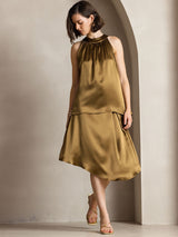[بني] SilkSilky-SA Sleeveless Halter تي شيرت نسائية 004