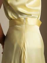 [أصفر فاتح] SilkSilky-SA Spaghetti Strap Cowl Neck Women's Outfit Sets 004