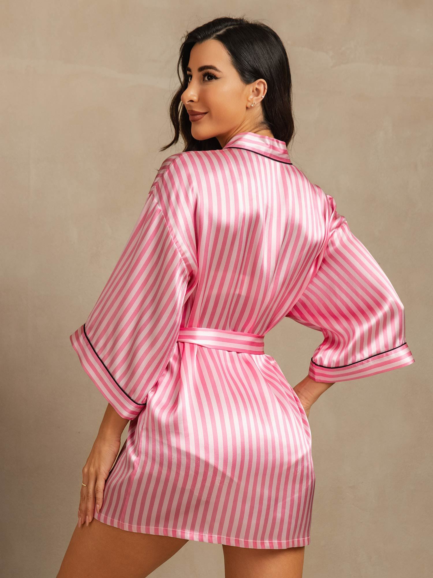 [لونالقرنفل] SilkSilky-SA الحرير الخالص Womens Robe 002