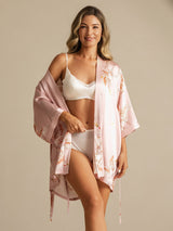 [لون القرنفل] SilkSilky-SA 3/4 Sleeve رداء حمام نسائي 005