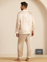 [شامبانيا] SilkSilky-SA Long Sleeve Lapel Collar بيجامة رجالية 002