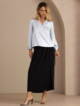 [أزرق فاتح] SilkSilky-SA Long Sleeve Blouse 007
