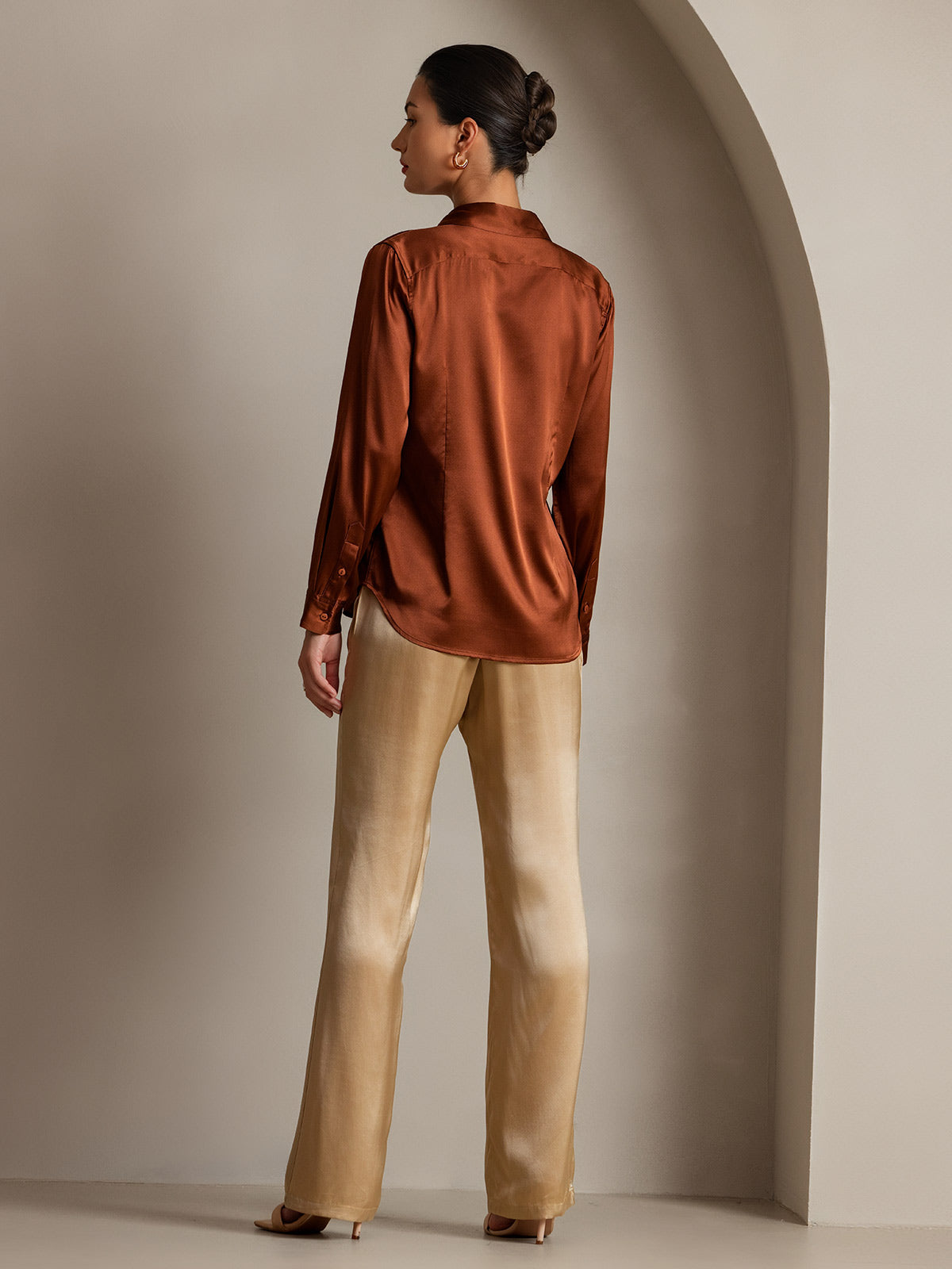 [شامبانيا] SilkSilky-SA 19Momme الحرير Womens Pants 004