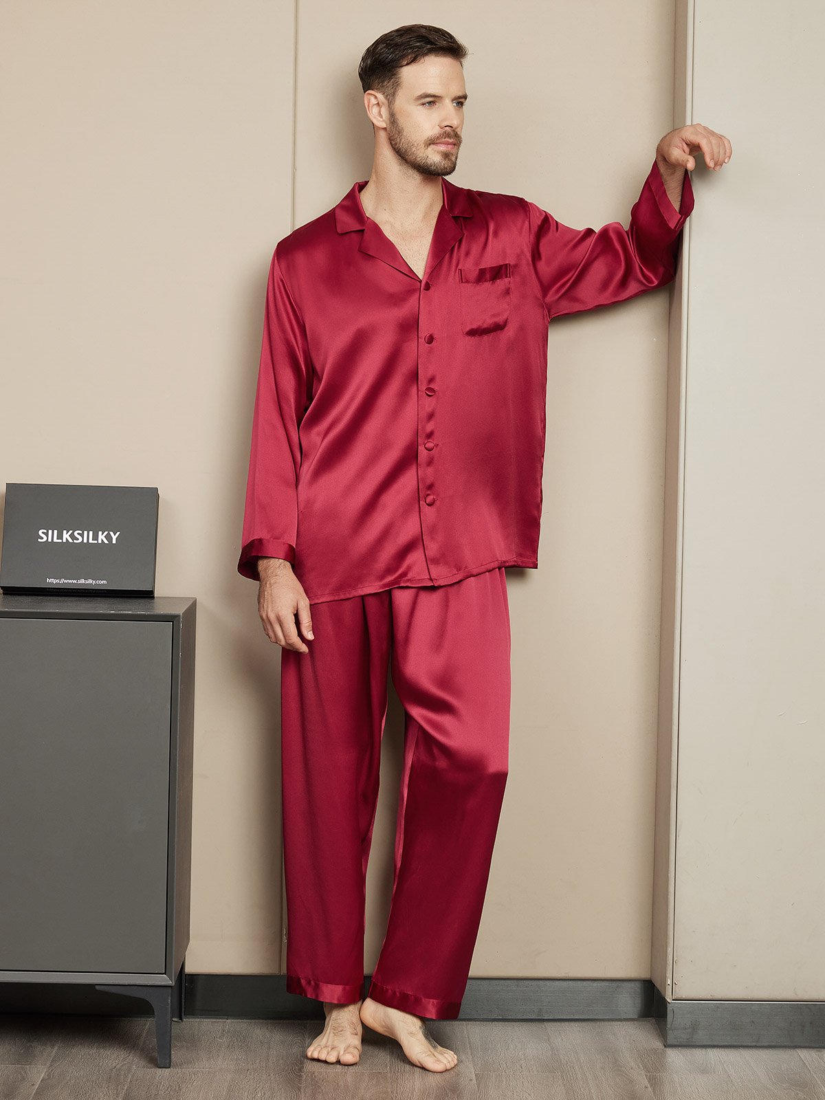[خمر] SilkSilky-SA الحرير الخالص Mens Pajamas 004