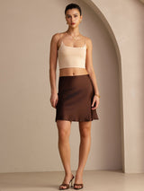 [قهوة] SilkSilky-SA Skirt 004