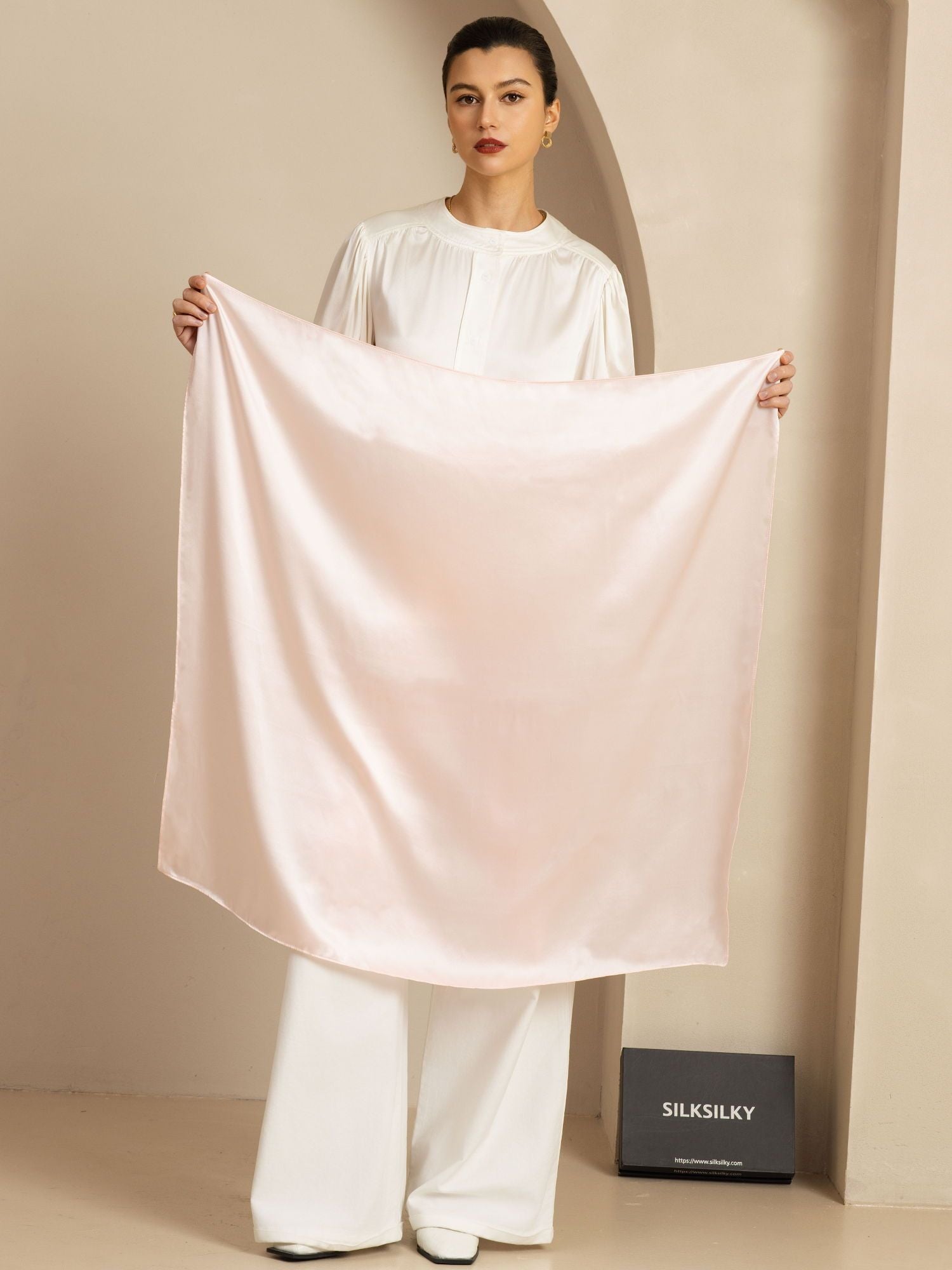 [ورديفاتح] SilkSilky-SA Pure Silk Scarf 002