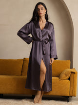 [رمادي أرجواني] SilkSilky-SA Long Sleeve رداء حمام نسائي 005
