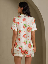 [رمان أبيض] SilkSilky-SA Short Sleeve Notch Collar طقم بيجامة نسائي 002