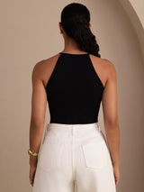[أسود] SilkSilky-SA Sleeveless Crew Neck كامي 002